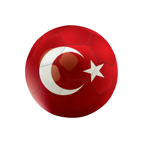 A soccer ball featuring the Turkish flag.